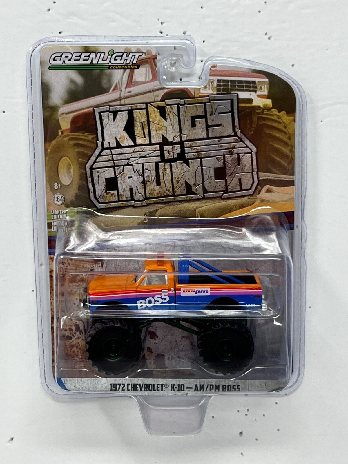 Greenlight Kings of Crunch 1972 Chevy K-10 AM PM Boss GREEN MACHINE 1:64 Diecast