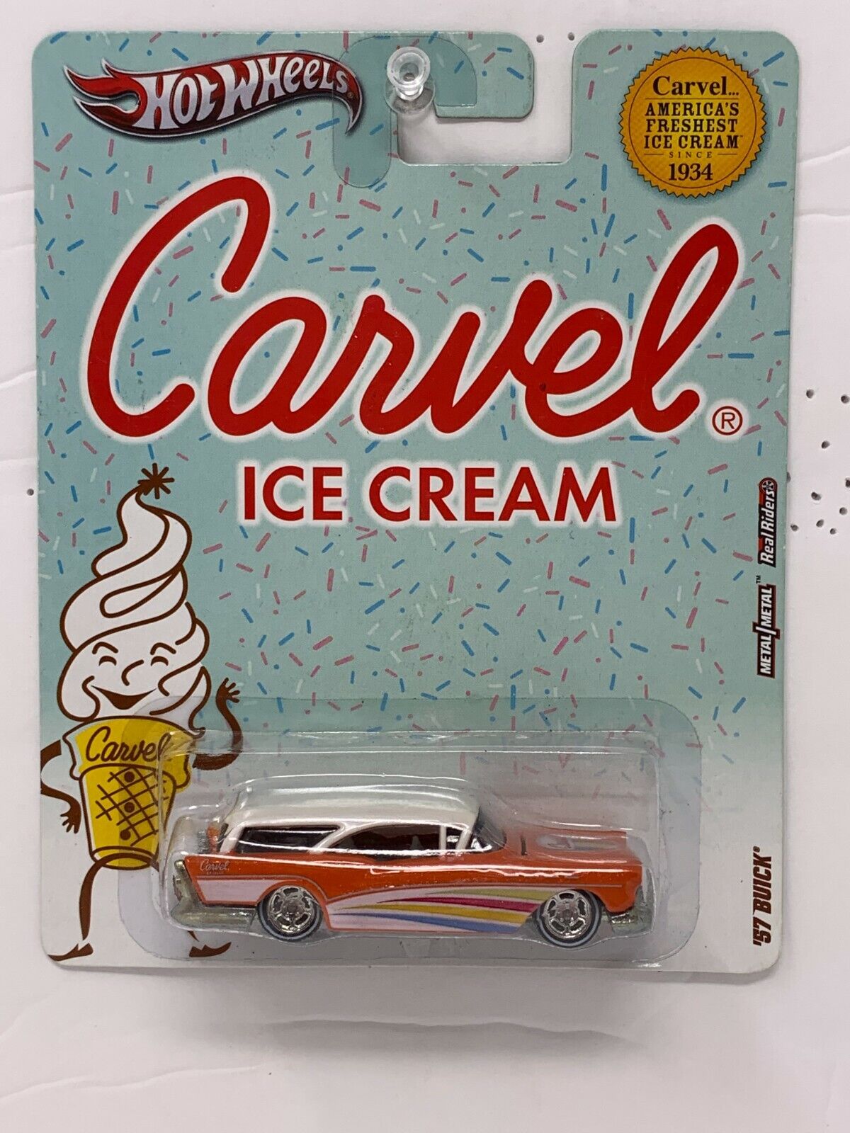 Hot Wheels Carvel Ice Cream '57 Buick Real Riders 1:64 Diecast