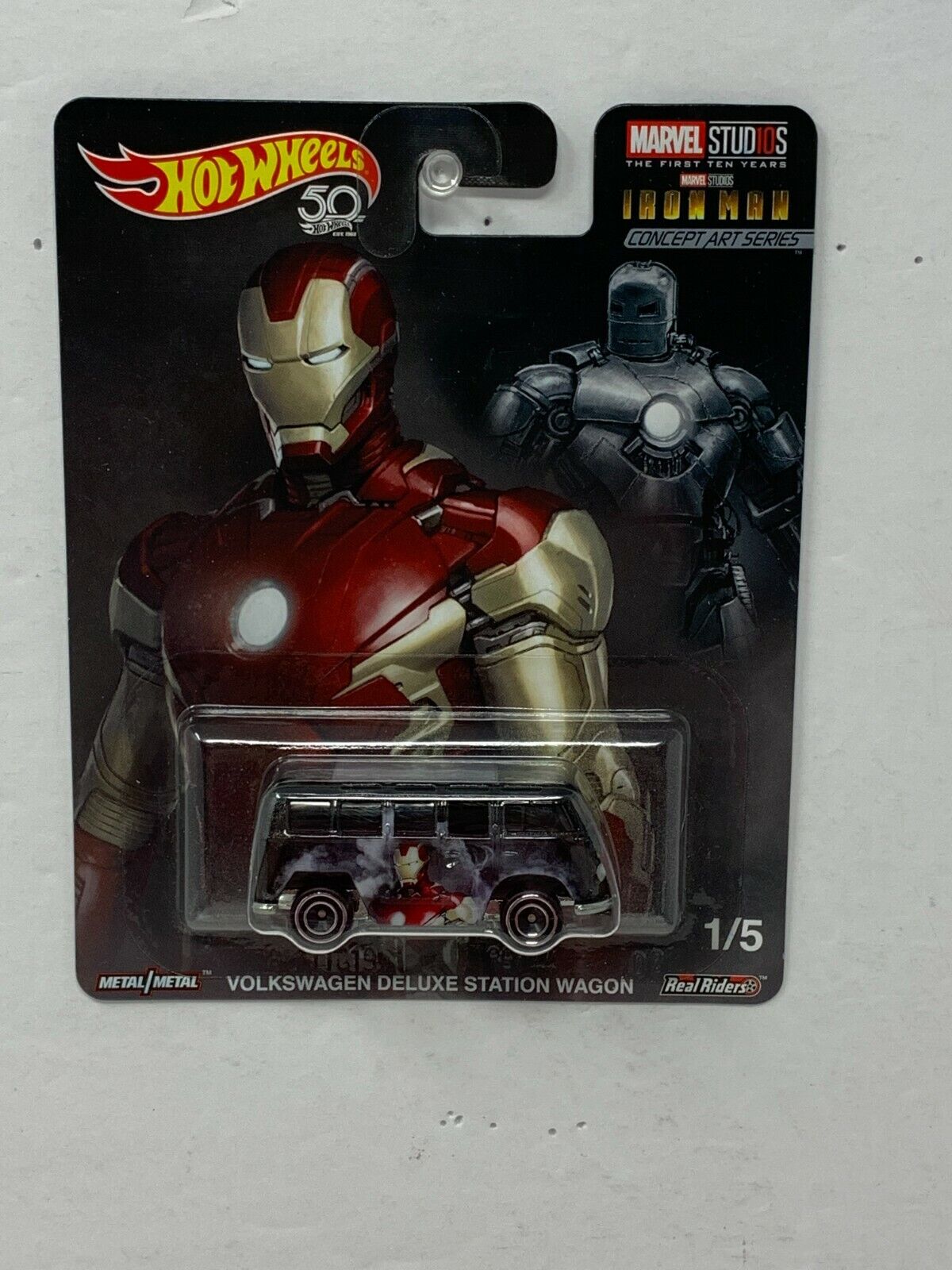 Hot Wheels Premium Marvel Iron Man Volkswagen Deluxe Wagon Bus 1:64 Diecast