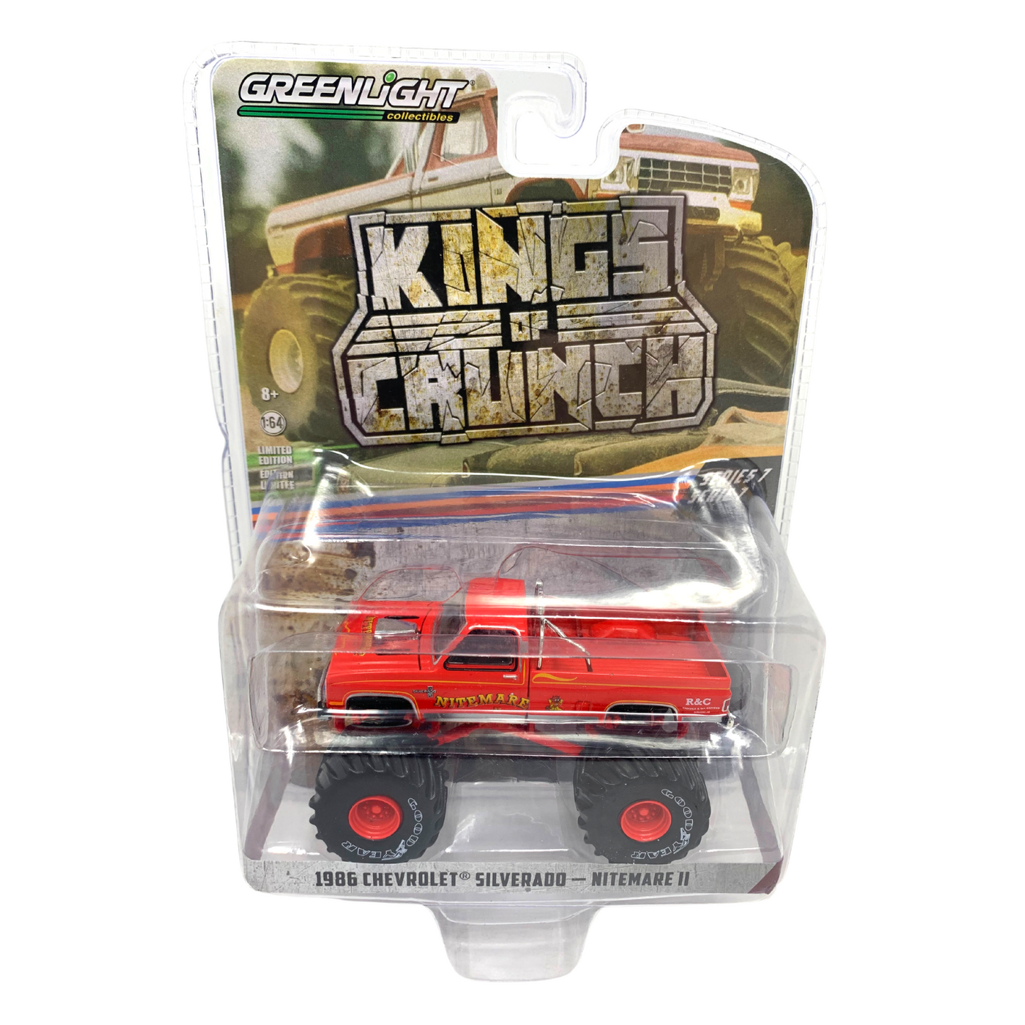 Greenlight Kings of Crunch Series 7 1986 Chevy Silverado Nitemare  1:64 Diecast