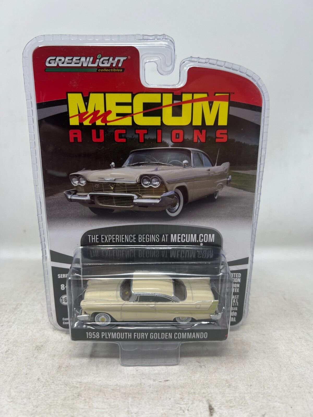 Greenlight Mecum Auctions 1958 Plymouth Fury Golden Commando 1:64 Diecast