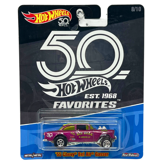 Hot Wheels 50 Favorites '55 Chevy Bel Air Gasser Real Riders 1:64 Diecast