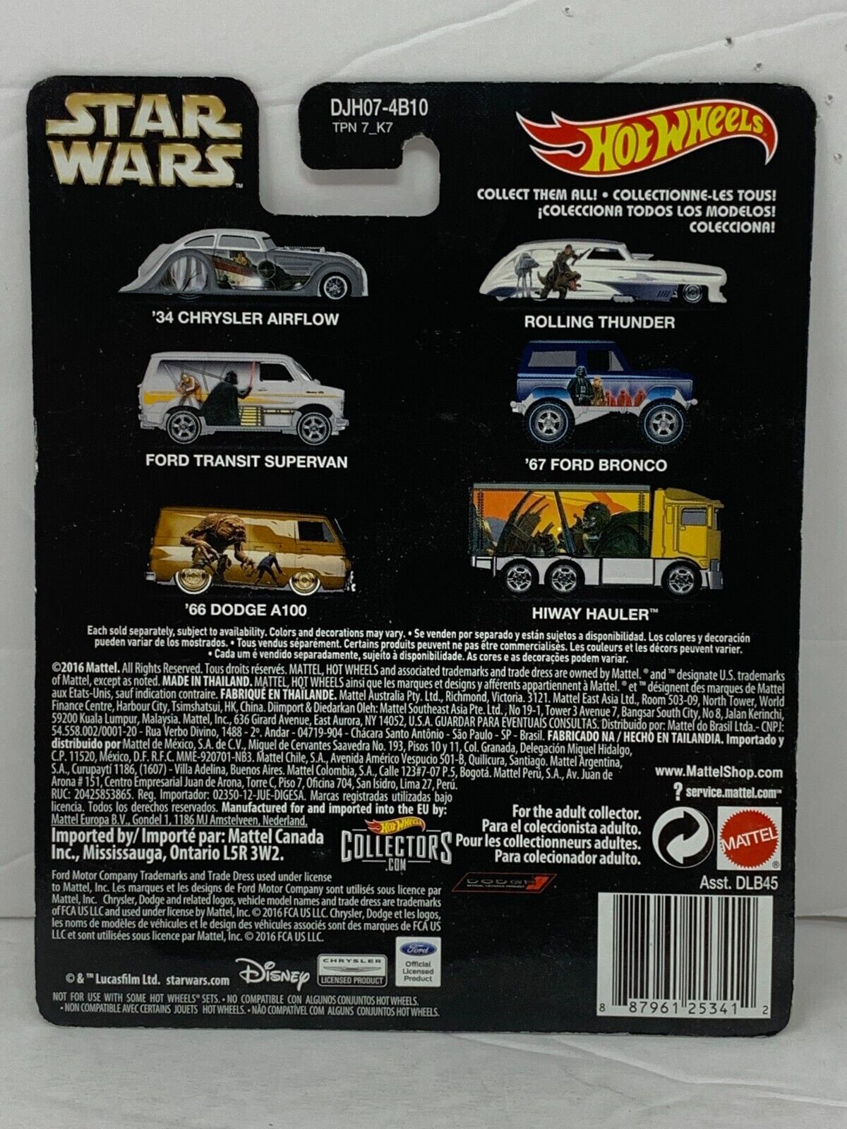 Hot Wheels 2016 Star Wars Pop Culture 1:64 Diecast Set of 6 By Ralph McQuarrie