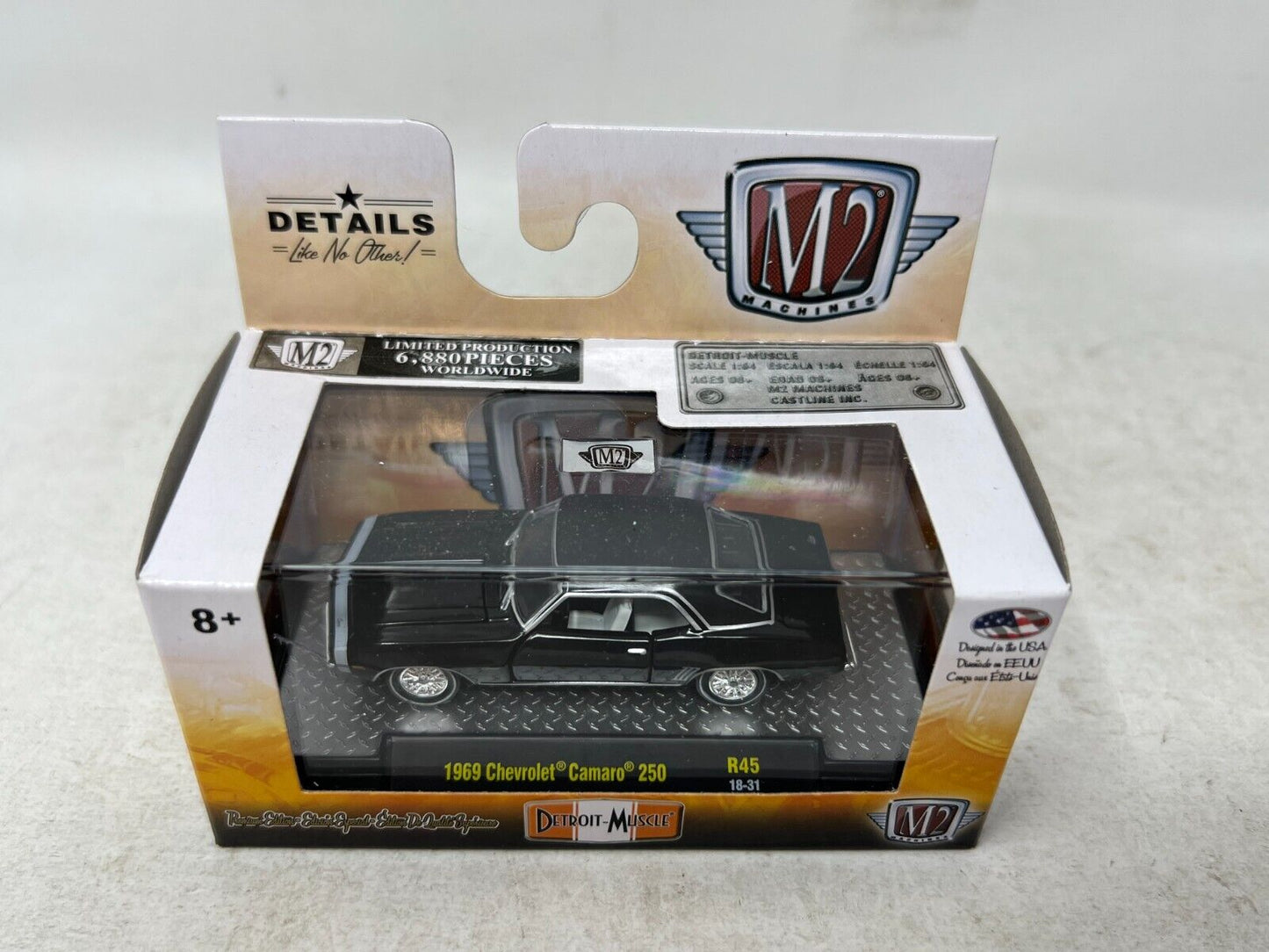 M2 Machines Detroit-Muscle 1969 Chevrolet Camaro 250 R45 1:64 Diecast