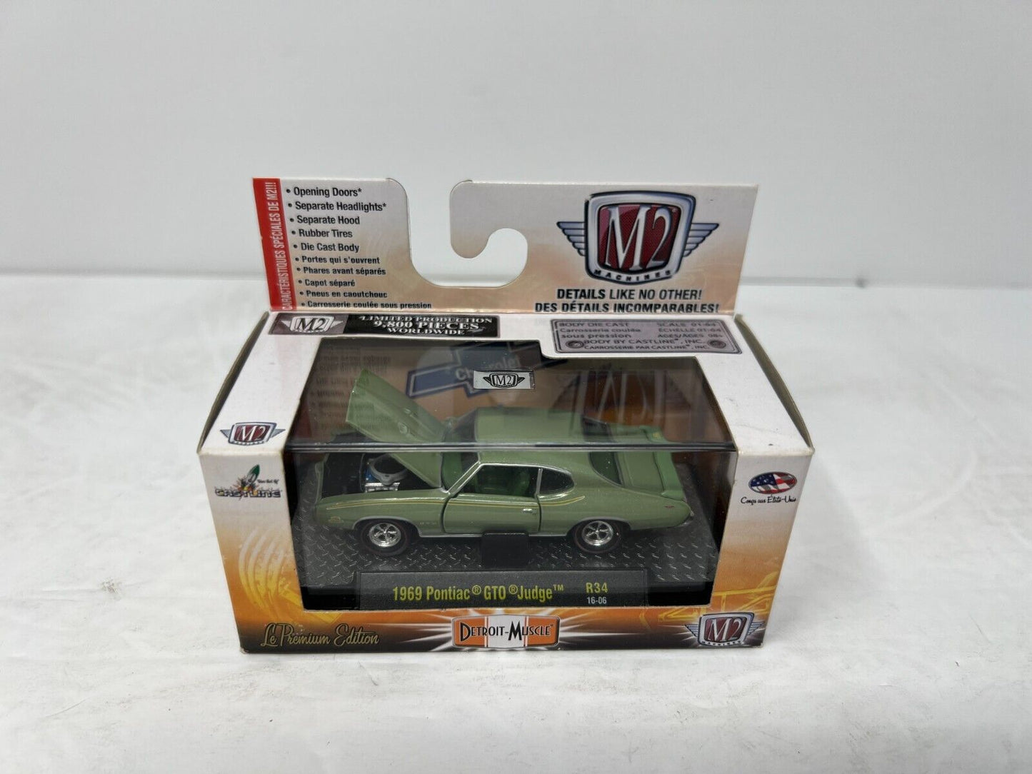 M2 Machines Detroit Muscle 1969 Pontiac GTO Judge R34 1:64 Diecast