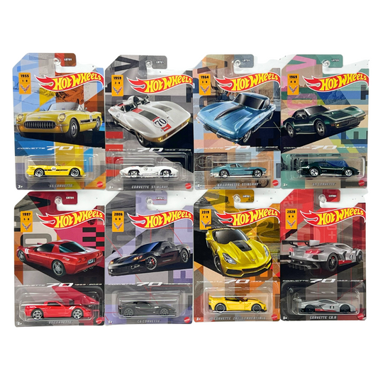 Hot Wheels Corvette 70th Anniversary Walmart Exclusive 1:64 Diecast Set of 8