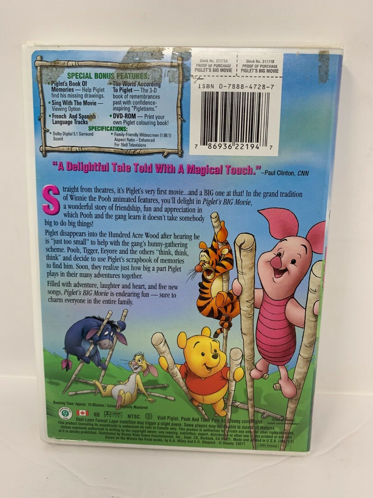 Disney Piglets Big Movie (DVD, 2003) Good Condition!!!