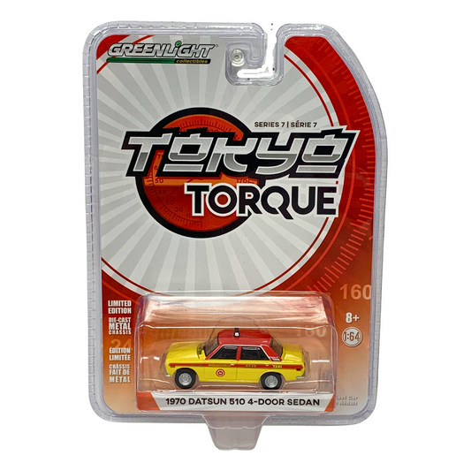 Greenlight Tokyo Torque Series 7 1970 Datsun 510 4-Door Sedan 1:64 Diecast