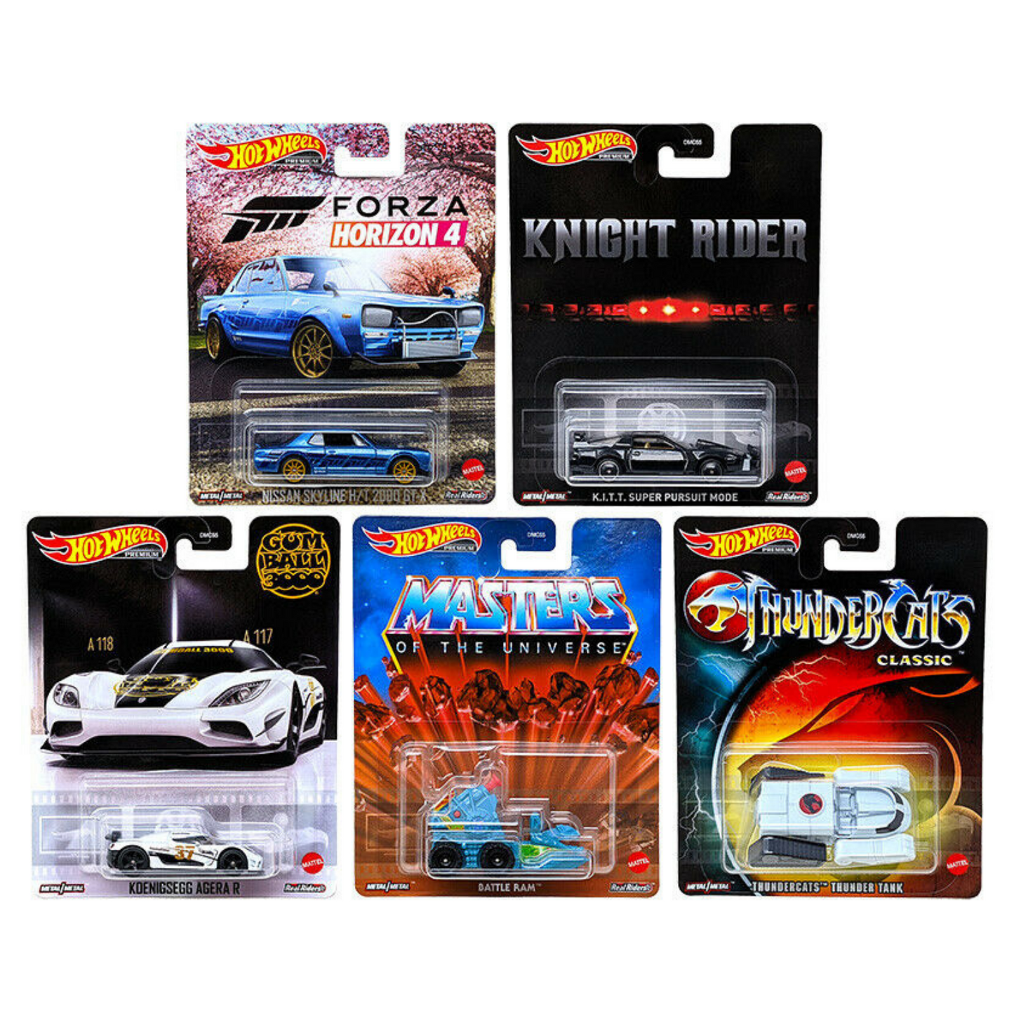 Hot Wheels Premium 2021 Retro Entertainment B Case Cars 1:64 Diecast Set of 5