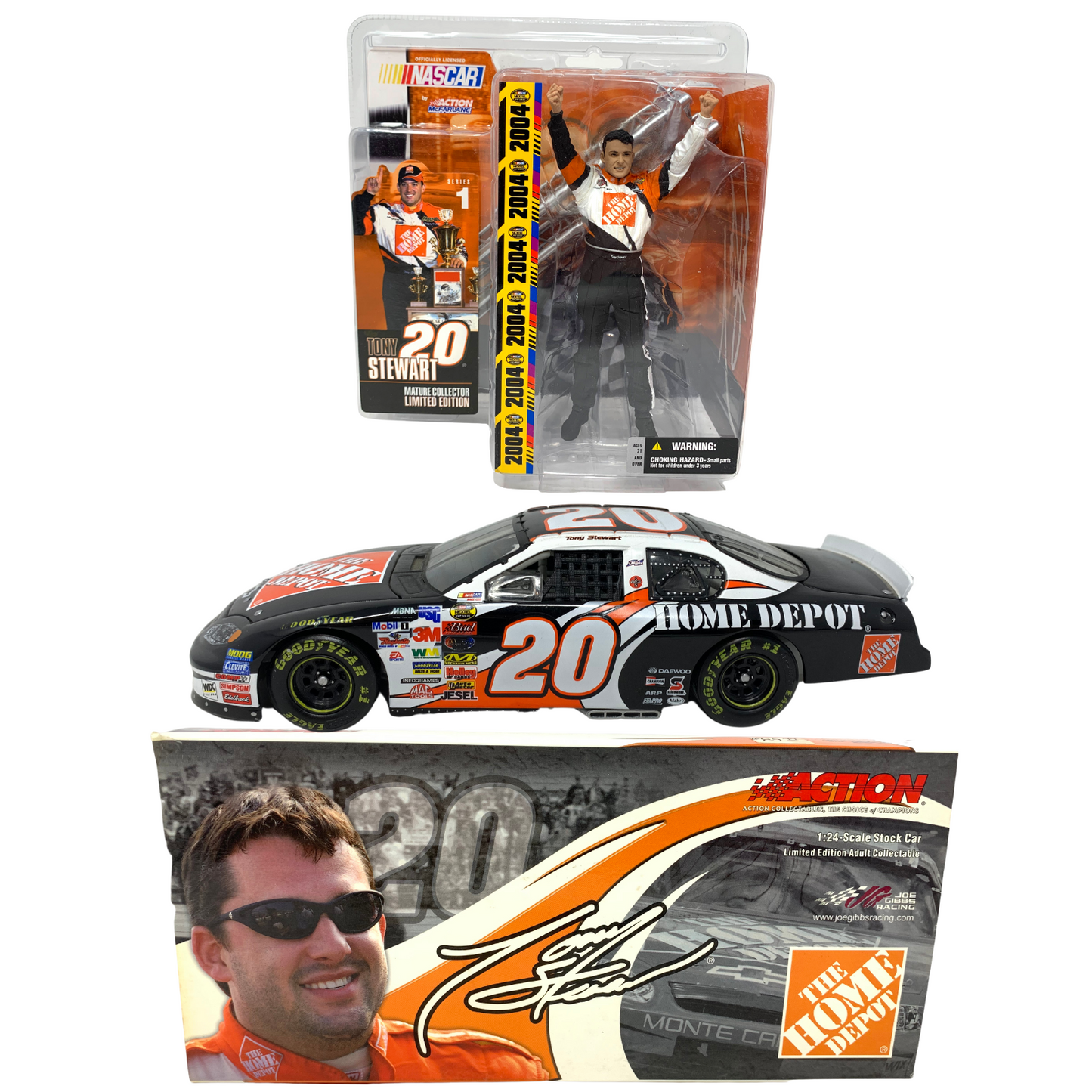 Action Nascar #20 Tony Stewart Home Depot Reverse Paint 1:24 Diecast & Figure