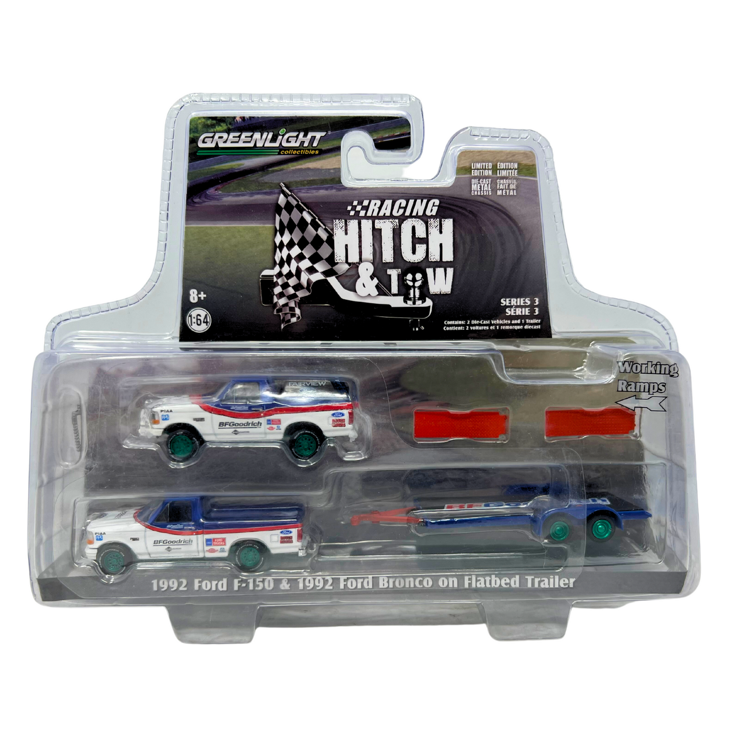 Greenlight Hitch & Tow 1992 Ford F-150 & Ford Bronco Green Machine 1:64 Diecast