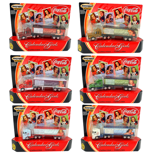 Matchbox Coca-Cola Calendar Girls Semi Truck 1:64 Diecast Complete Set of 6