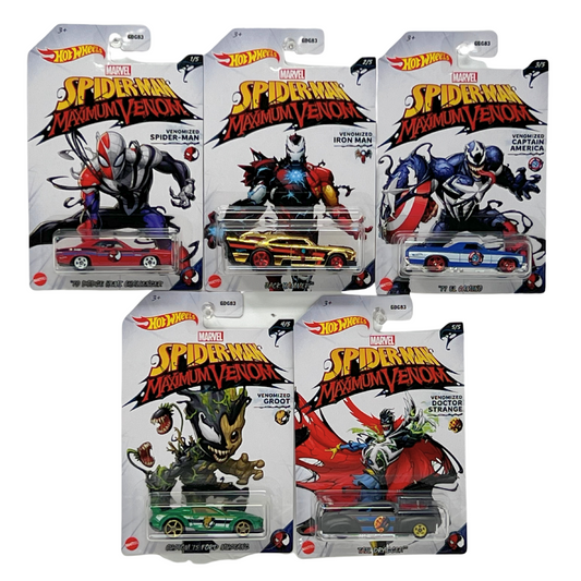 Hot Wheels Marvel Spider-Man Maximum Venom 1:64 Diecast Set of 5