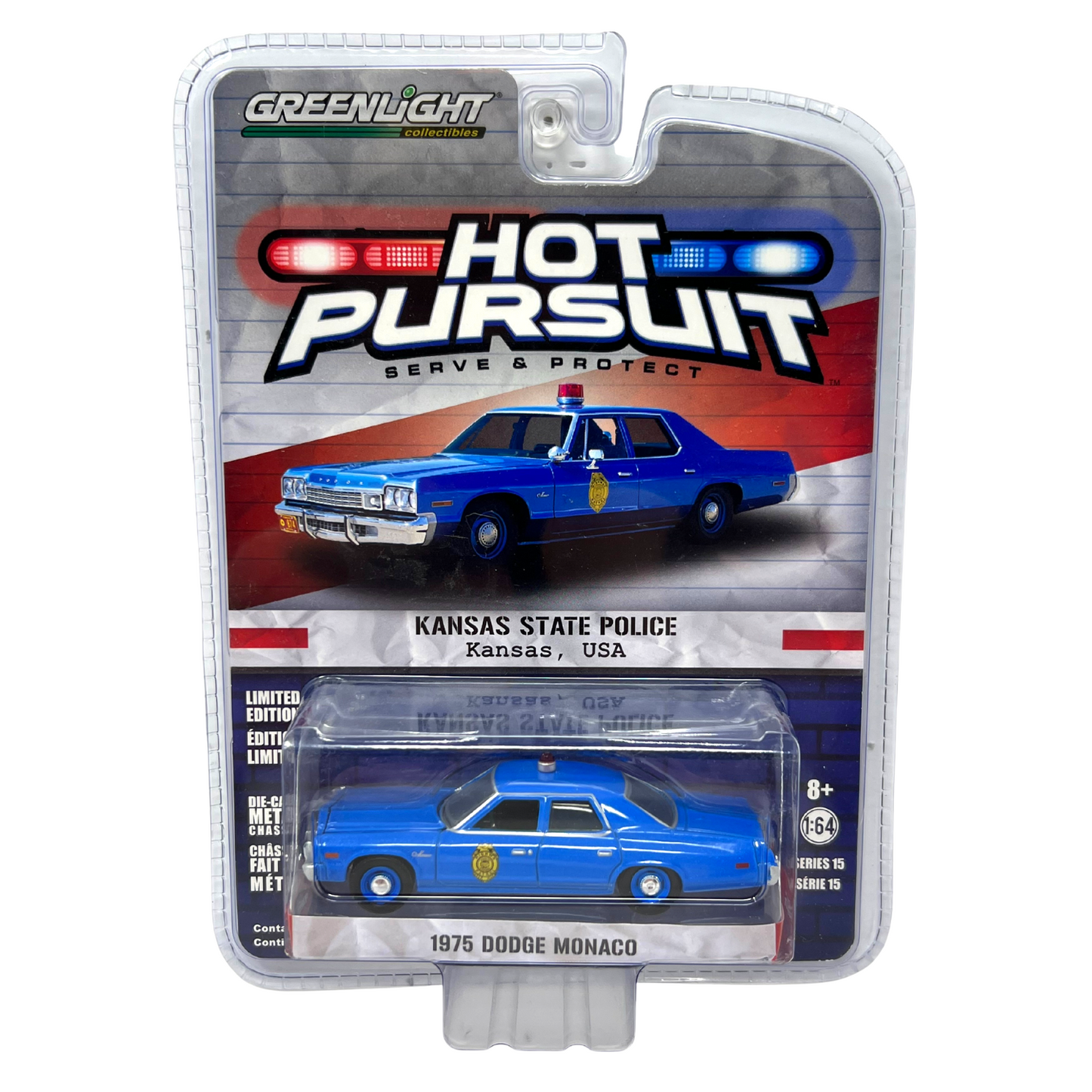 Greenlight Hot Pursuit Kansas State Police 1975 Dodge Monaco 1:64 Diecast