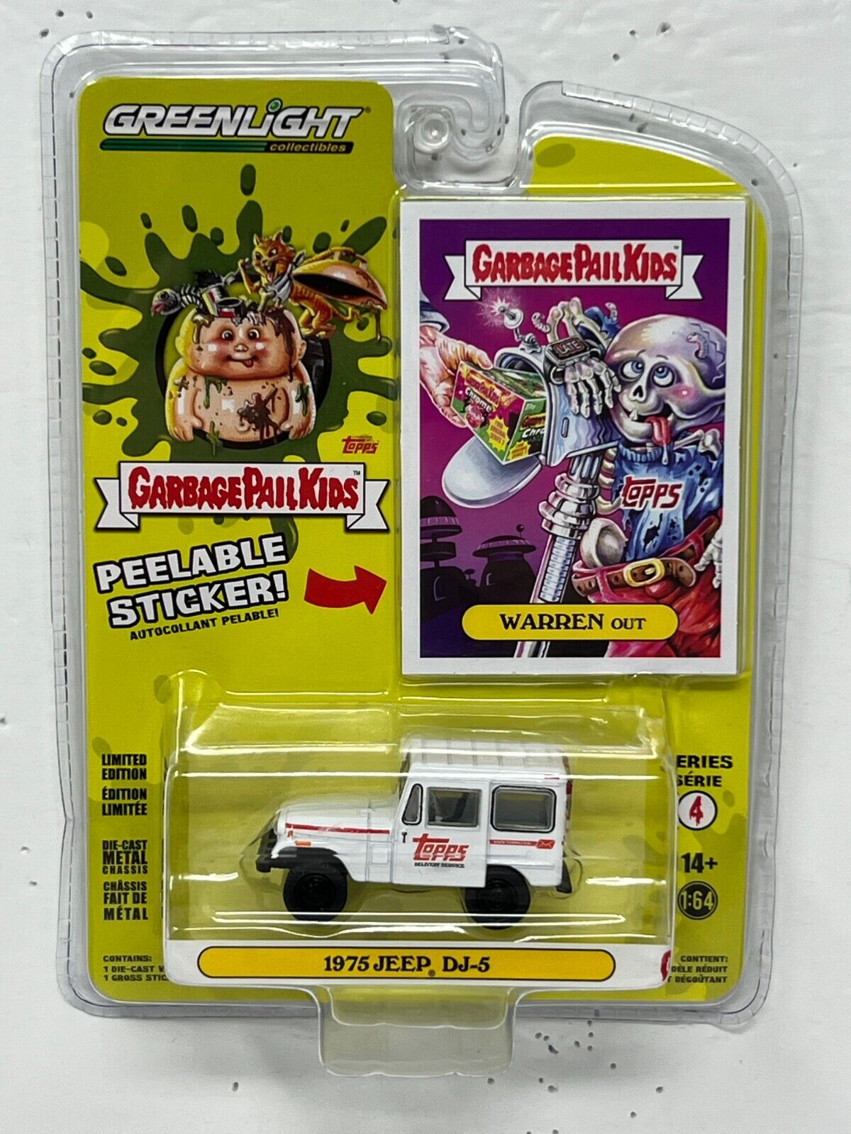 Greenlight Garbage Pail Kids Warren Out 1975 Jeep DJ-5 1:64 Diecast