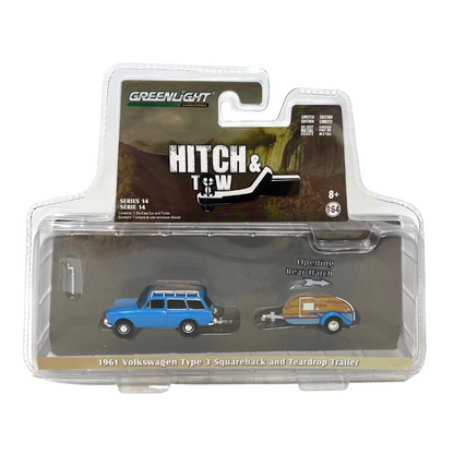 Greenlight Hitch & Tow 1961 VW Type 3 Squareback Teardrop Trailer 1:64 Diecast