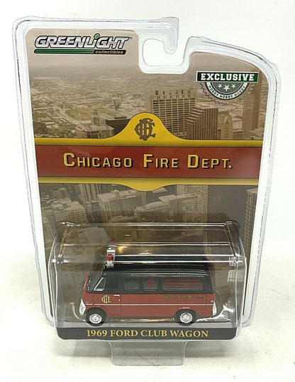 Greenlight Hobby Exclusive Chicago Fire Dept. 1969 Ford Club Wagon 1:64 Diecast