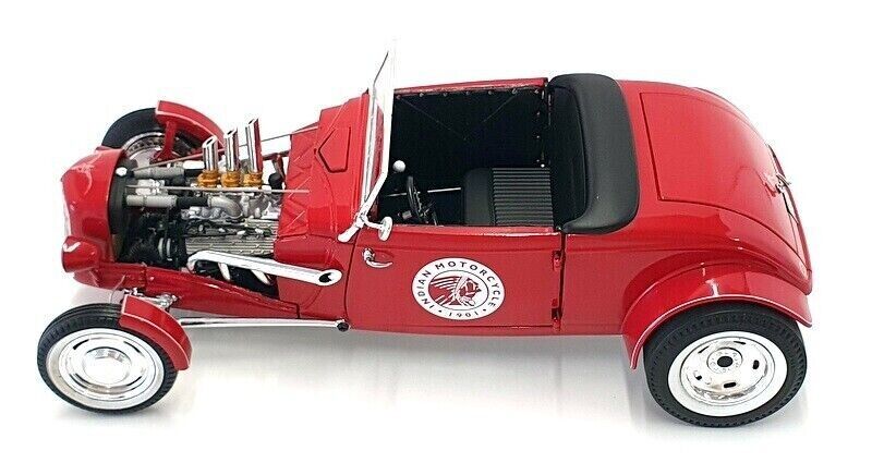 GMP 1934 Ford Hot Rod Roadster Indian Motorcycle 1:18 Diecast Red