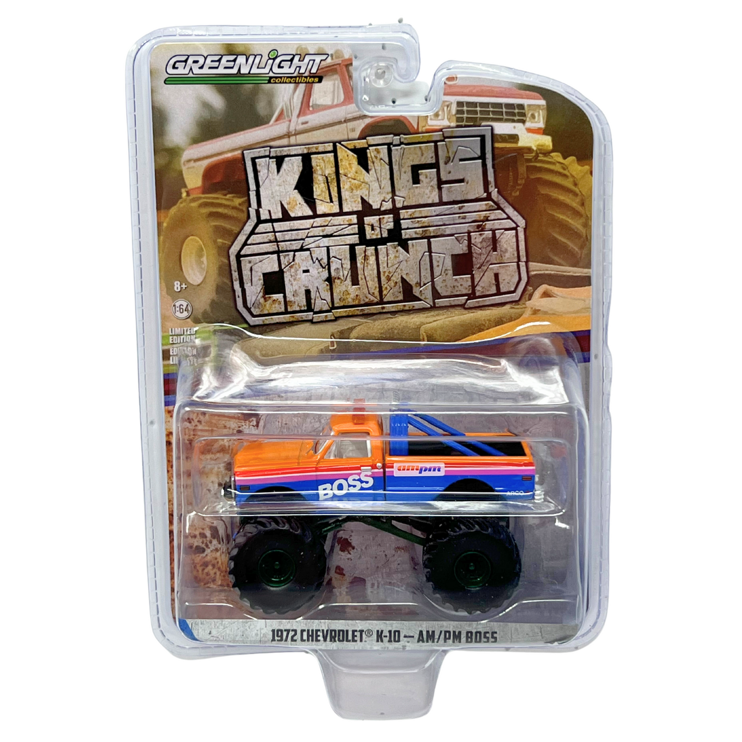 Greenlight Kings of Crunch 1972 Chevy K-10 AM PM Boss GREEN MACHINE 1:64 Diecast