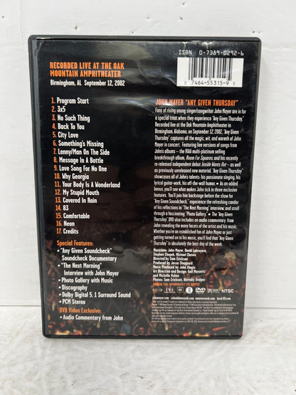 John Mayer Any Given Thursday (DVD, 2003) Music Concert Good Condition!!!