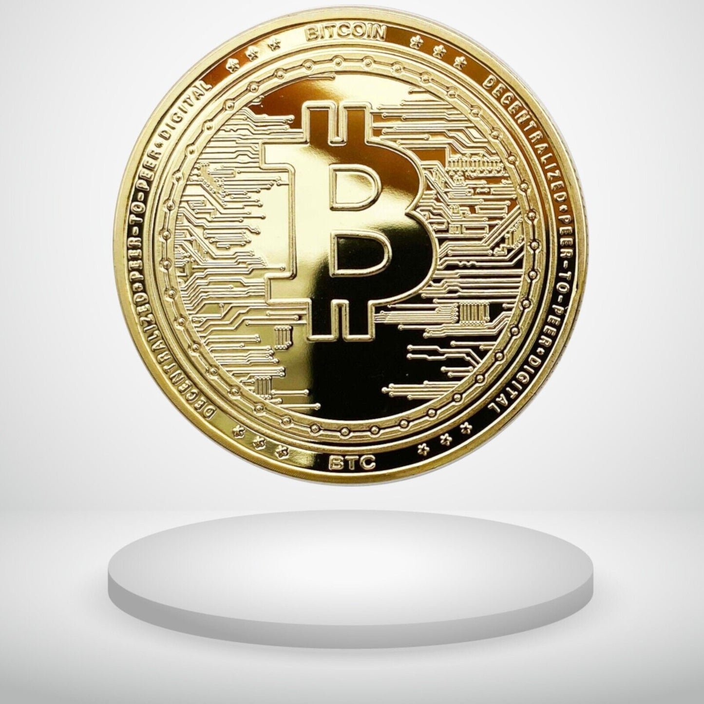 Bitcoin BTC (18k Gold Plated 2022 Edition) Physical Crypto Coin Novelty Souvenir