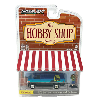 Greenlight The Hobby Shop 1981 GMC Vandura with Backpacker 1:64 Diecast