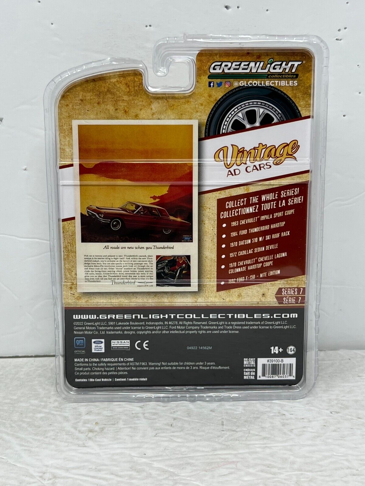 Greenlight Vintage AD Cars 1964 Ford Thunderbird Hardtop 1:64 Diecast