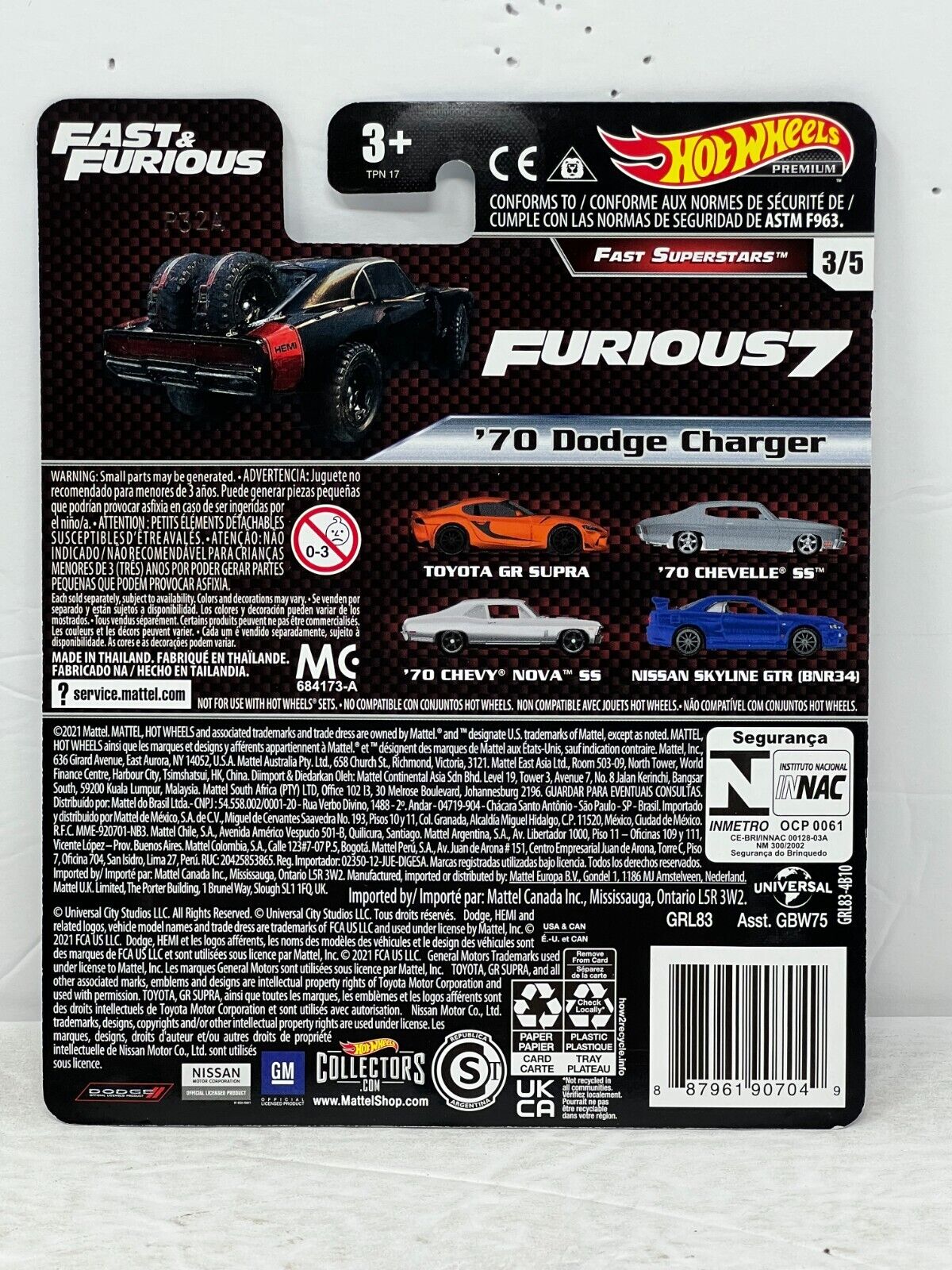 Hot Wheels Premium Fast & Furious Fast Superstars '70 Dodge Charger 1:64 Diecast