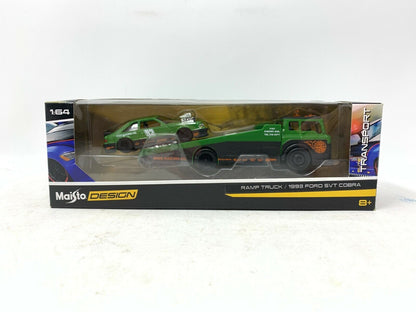 Maisto Design Elite Transport Ramp Truck & 1993 Ford SVT Cobra 1:64 Diecast