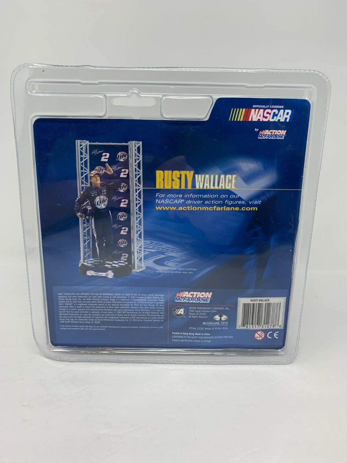 McFarlane Action Nascar Rusty Wallace Series 1 Miller Lite Nextel Cup Figurine