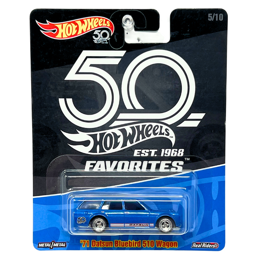 Hot Wheels 50 Favorites '71 Datsun Bluebird 510 Wagon Real Riders 1:64 Diecast