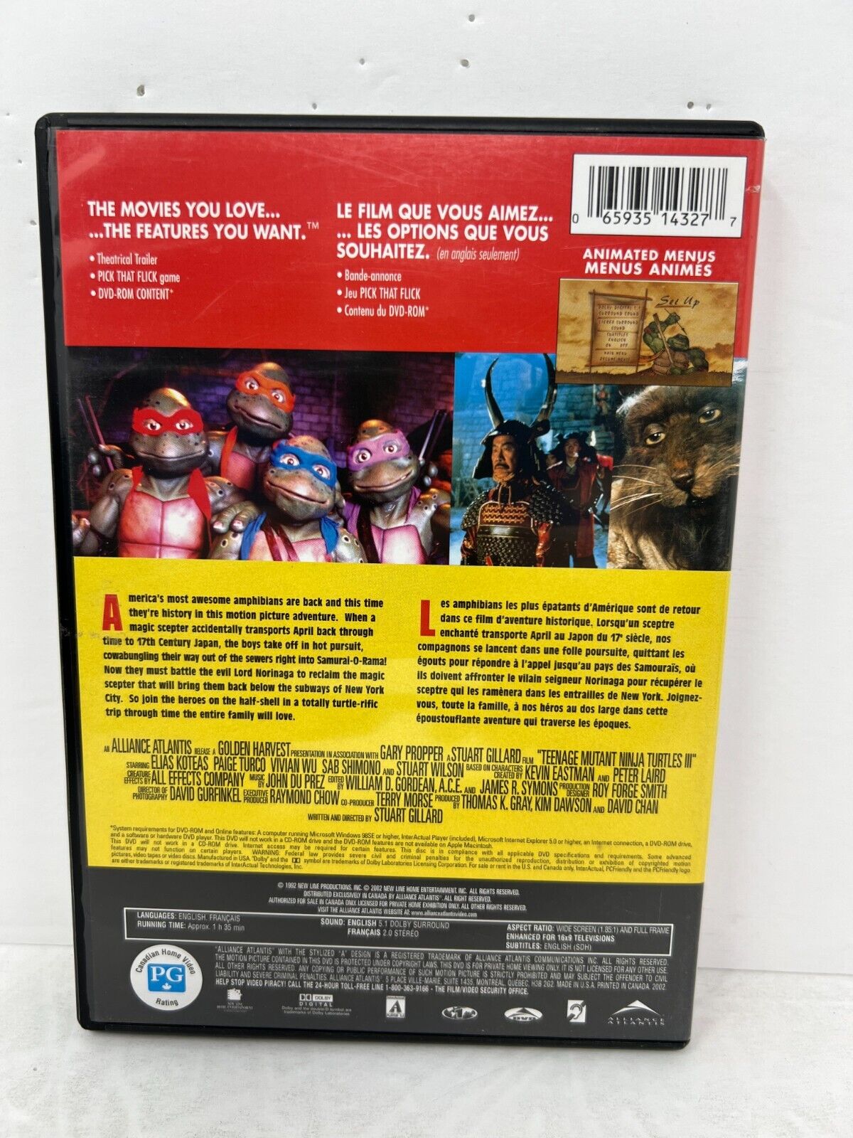 Teenage Mutant Ninja Turtles III (DVD, 2002) Fantasy Adventure Good Condition!!!