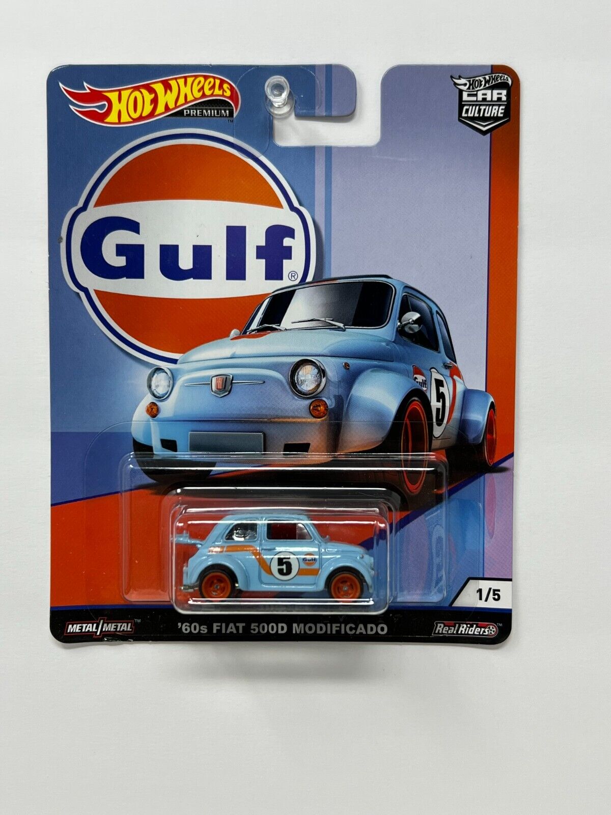 Hot Wheels Premium Car Culture Gulf '60s Fiat 500D Modificado 164 diecast