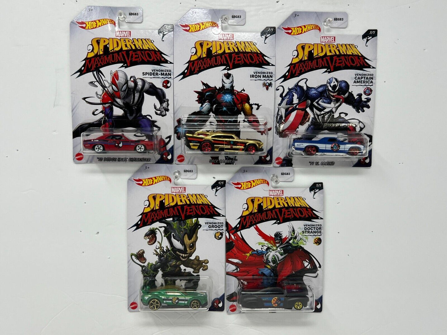 Hot Wheels Marvel Spider-Man Maximum Venom 1:64 Diecast Set of 5