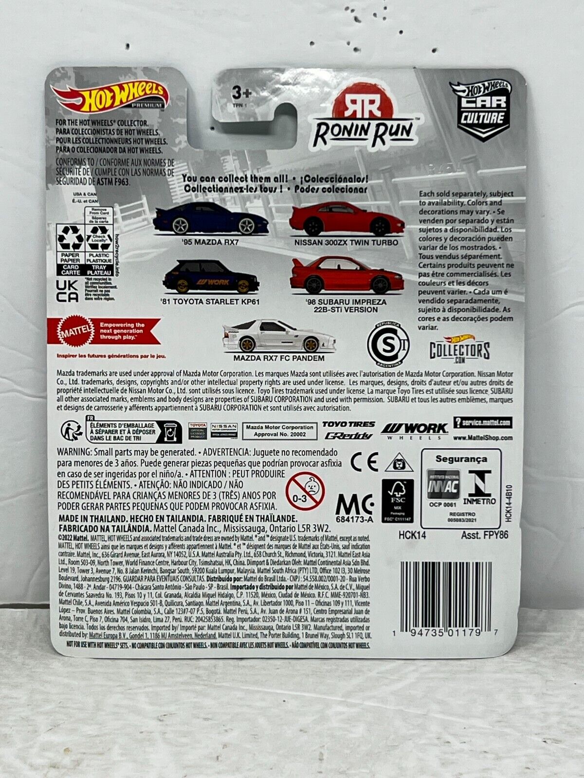 Hot Wheels Premium Ronin Run '98 Subaru Impreza 22B-STi Version 1:64 Diecast