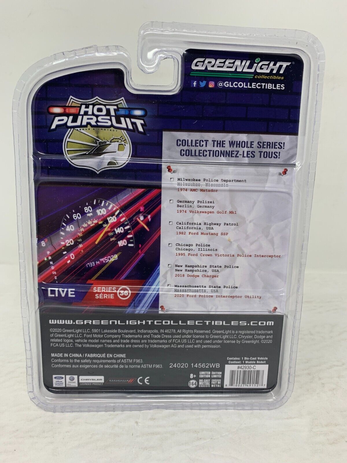 Greenlight Hot Pursuit Series 36 1982 Ford Mustang SSP 1:64 Diecast