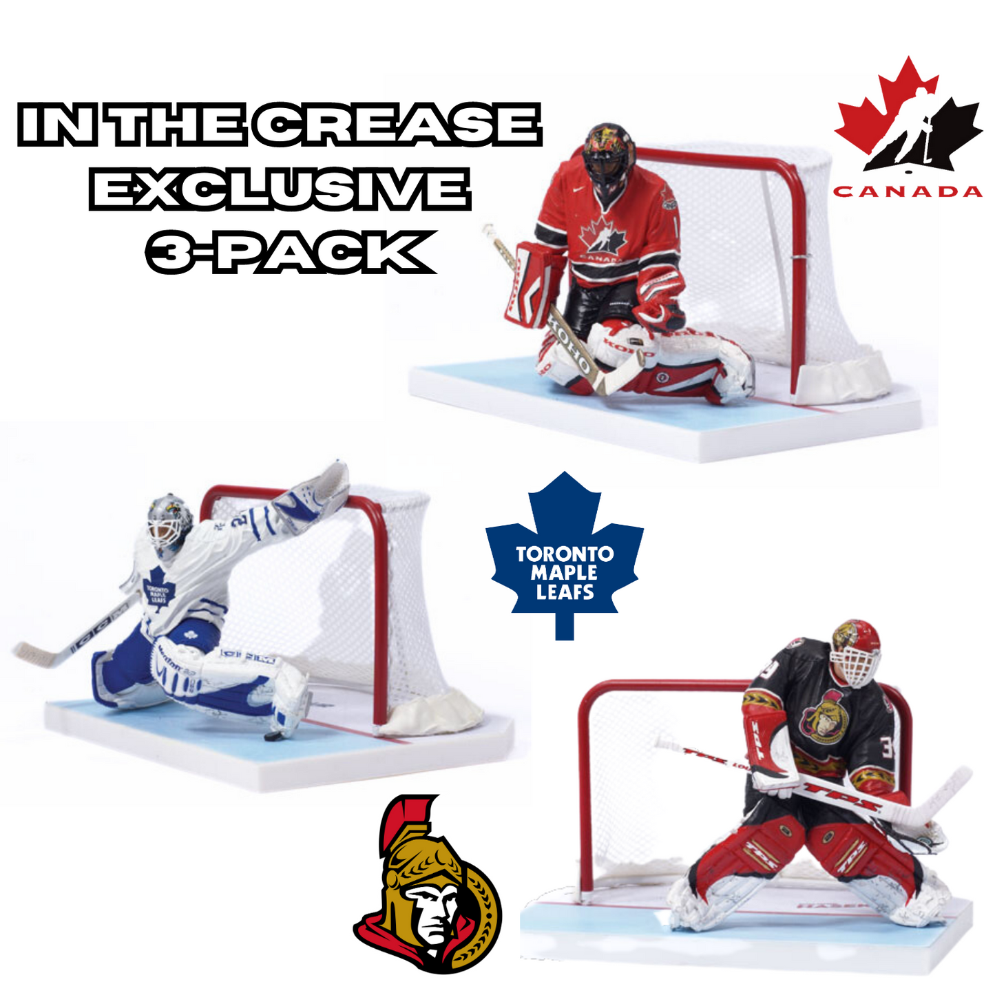 McFarlane NHL In The Crease Exclusive 3-Pack Goalie Combo Set Figures