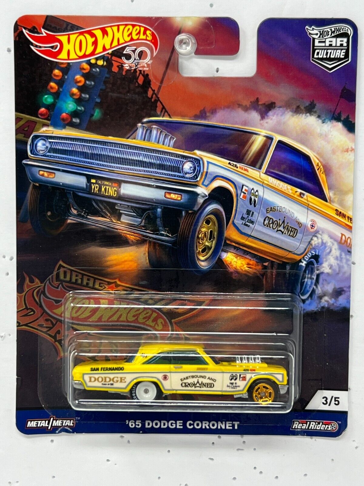 Hot Wheels Drag Strip Demons '65 Dodge Coronet Real Riders 1:64 Diecast