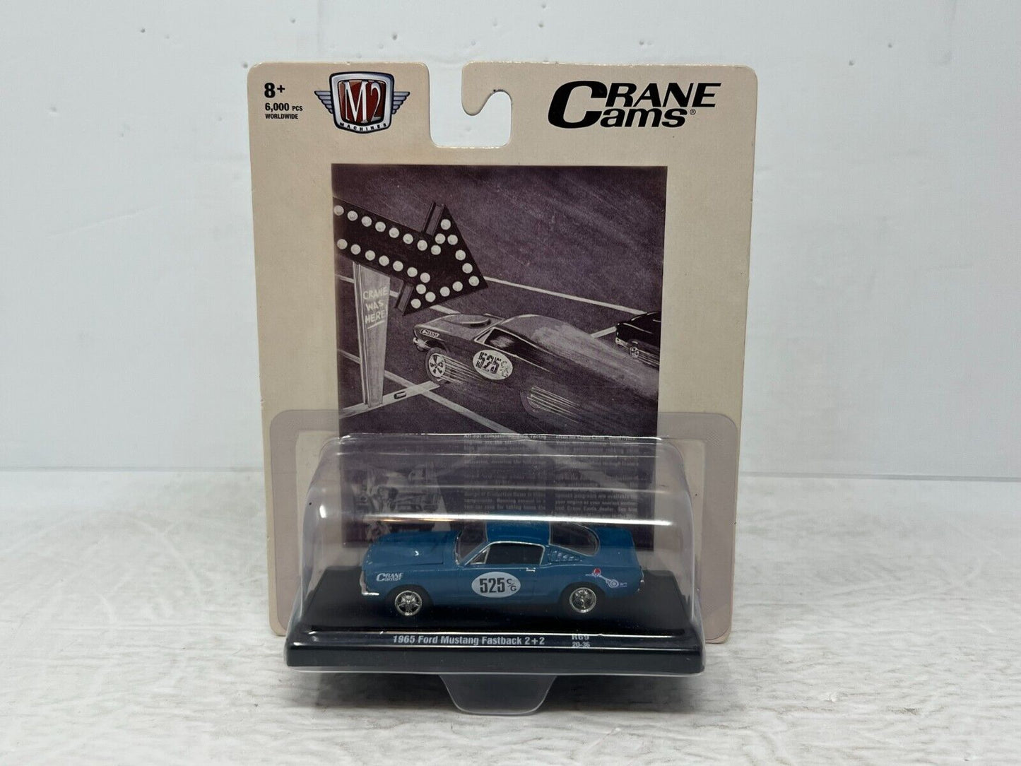 M2 Machines Auto-Drivers Crane Cams 1965 Ford Mustang Fastback 2+2 1:64 Diecast