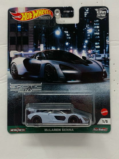 Hot Wheels Premium Exotic Envy McLaren Senna Real Riders 1:64 Diecast