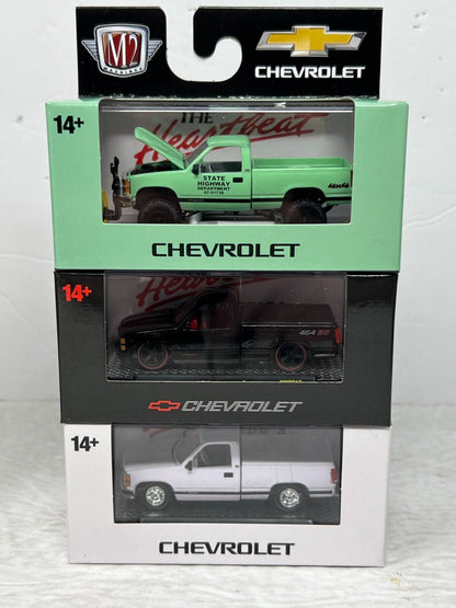 M2 Machines Chevy Siverado & GMC Sierra Set Of 6 With Sleeve 1:64 Diecast