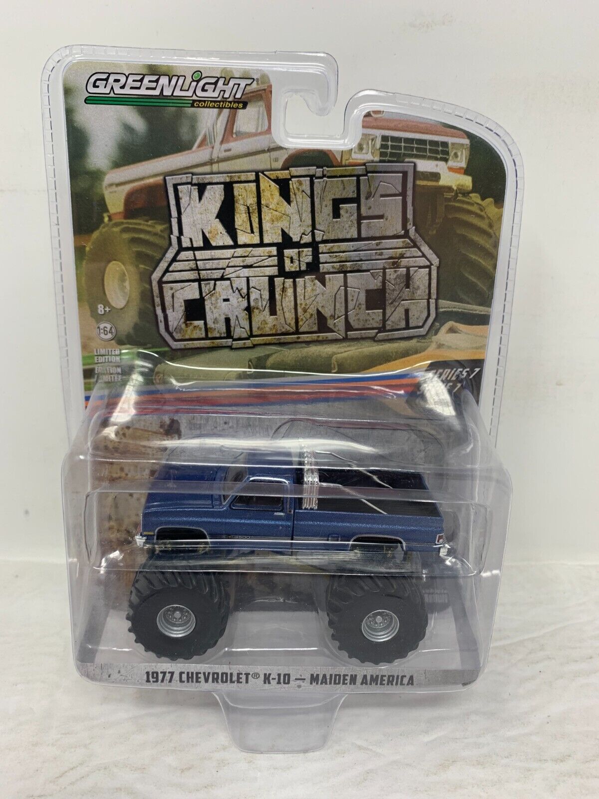 Greenlight Kings of Crunch Series 7 1977 Chevy K-10 Maiden America 1:64 Diecast