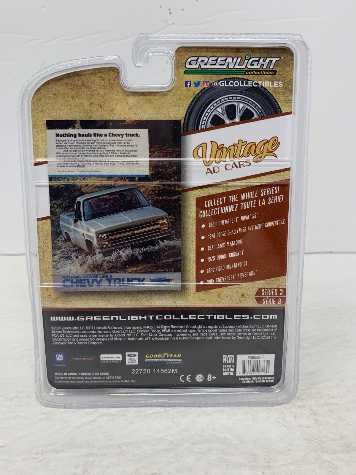 Greenlight Vintage AD Cars Series 3 1985 Chevrolet Silverado 1:64 Diecast