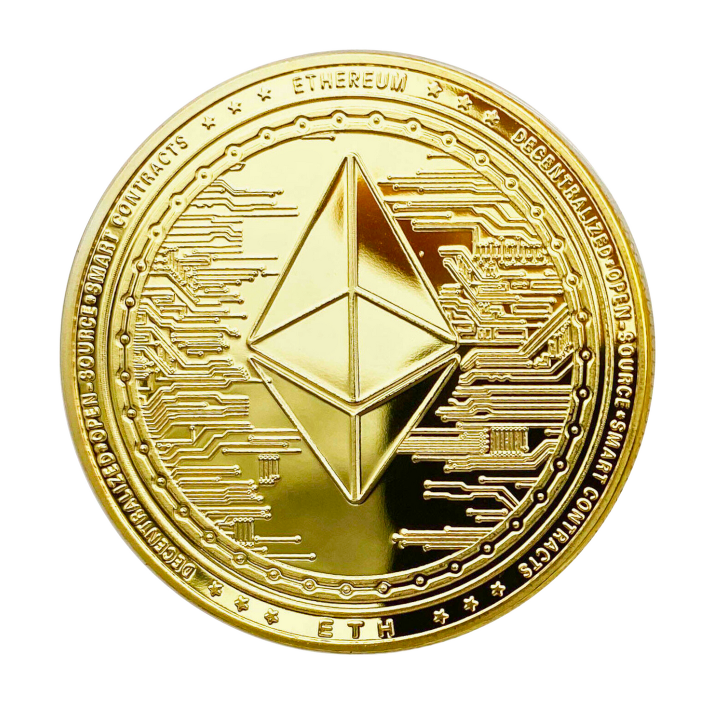 Ethereum ETH 18k Gold Plated 2022 Edition Physical Crypto Coin Novelty Souvenir