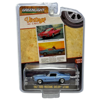 Greenlight Vintage AD Cars 1967 Ford Mustang Shelby GT500 1:64 Diecast