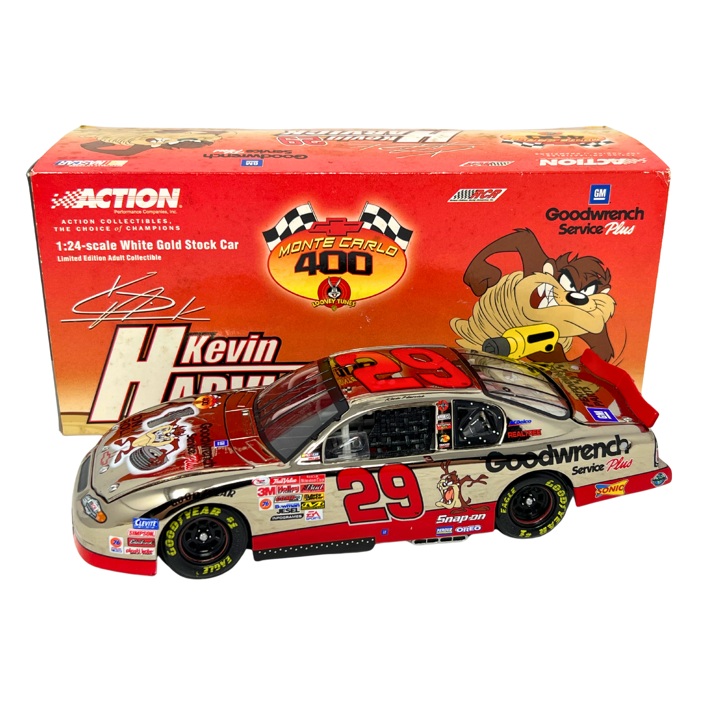 Action Nascar #29 Kevin Harvick Looney Tunes White Gold GM Dealers 1:24 Diecast
