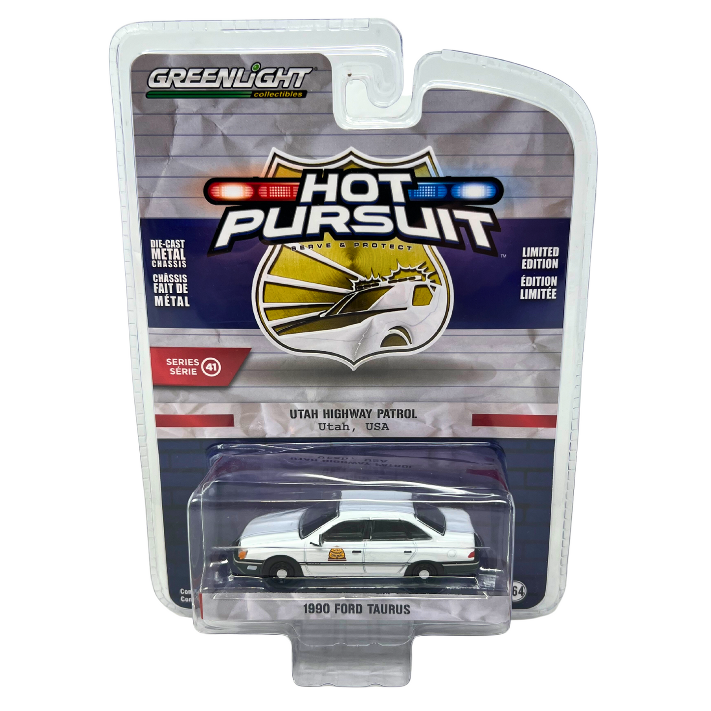 Greenlight Hot Pursuit 1990 Ford Taurus Utah Highway Patrol 1:64 Diecast