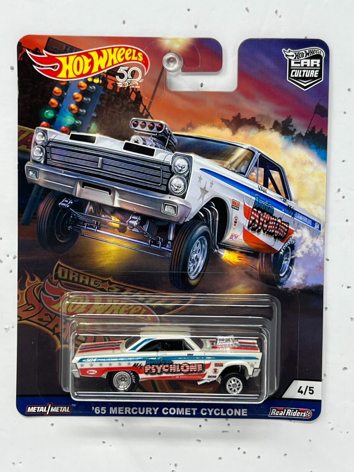 Hot Wheels Drag Strip Demons '65 Mercury Comet Cyclone Real Riders 1:64 Diecast