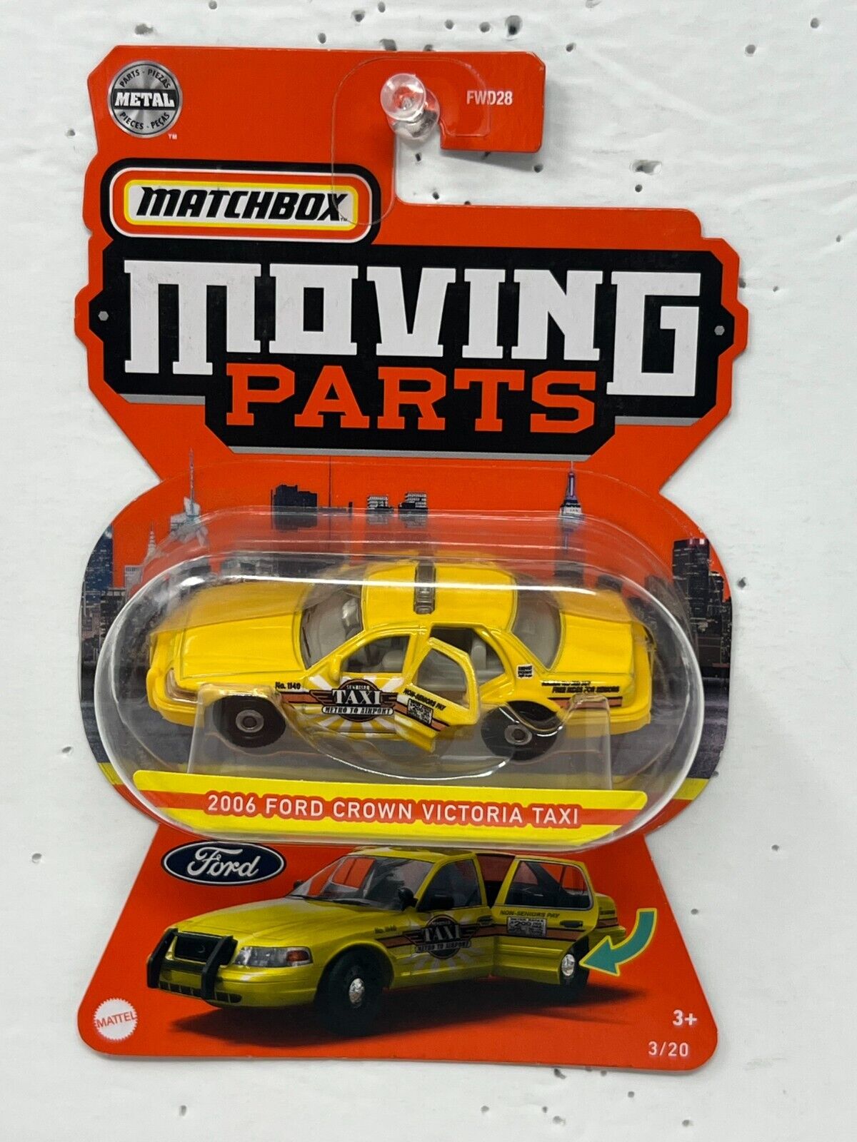 Matchbox Moving Parts 2006 Ford Crown Victoria Taxi 1:64 Diecast