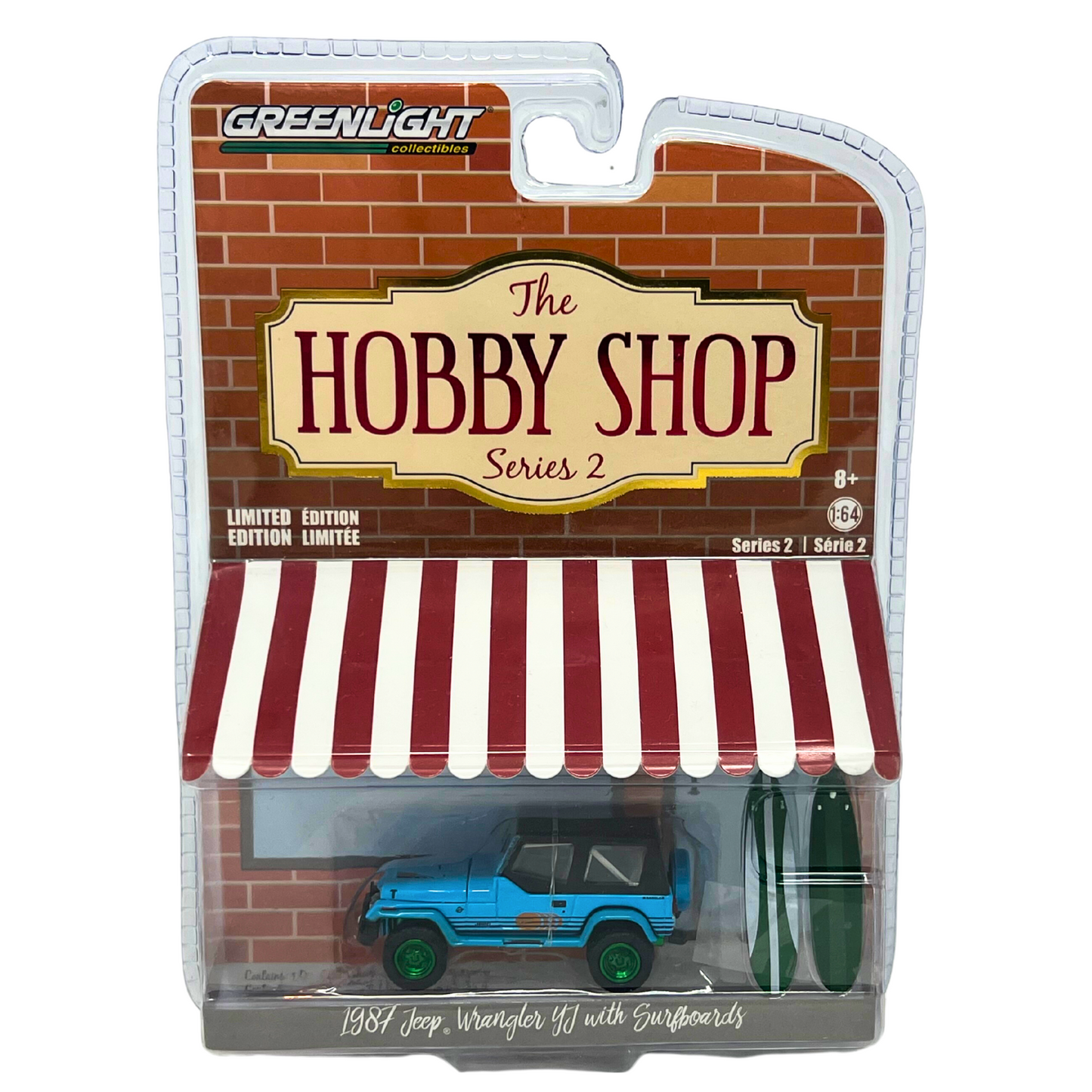 Greenlight The Hobby Shop 1987 Jeep Wrangler YJ Green Machine 1:64 Diecast